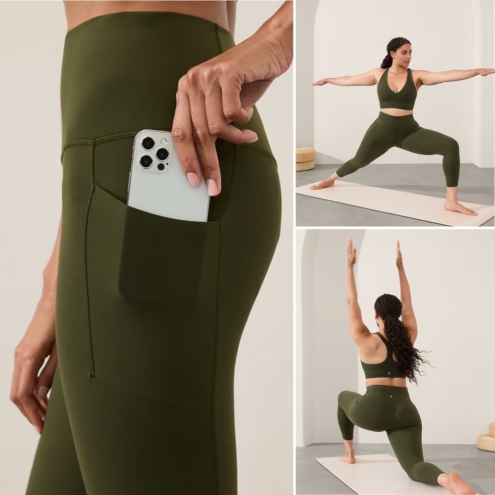 NWT Athleta Salutation Stash 7/8 Tight 2X 20W 22W Aspen Olive Pockets Breathable - Picture 2 of 11